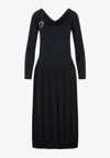 Lanvin Black Ls Drape Midi Dress In Black