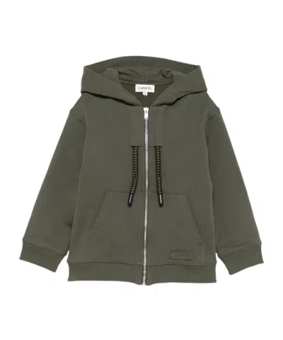Lanvin Long-sleeved Hooded Sweatshirt In Gray