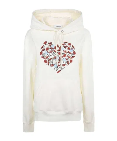 Lanvin Long-sleeved Hooded Sweatshirt In Neutral