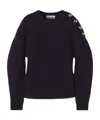 Lanvin Ribbed-knit Button-detail Sweat In Blue