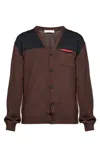 Lanvin Colourblock Chest-pocket Cardigan In Brown