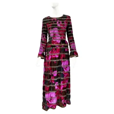 Pre-owned Lanvin Long Velvet Dress 60s/70s In Black
