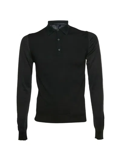 Pre-owned Lanvin Long-sleeve Polo Shirt In Black