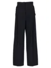 Lanvin Blue Loose Leg Front Pleat Pants In Black
