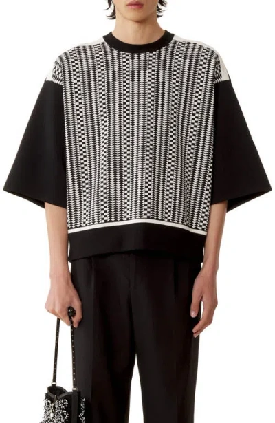 Lanvin Loose-fit T-shirt In Silk And Cotton Jacquard In Black