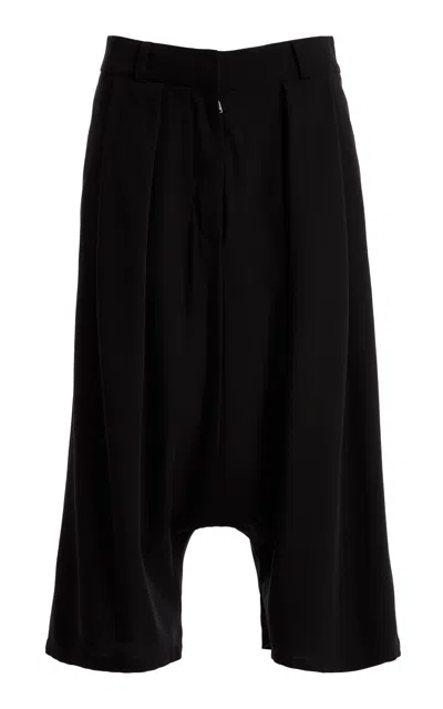 Lanvin Loose-fit Wool-blend Shorts In Black