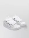 Lanvin Unisex Leather Curb Sneakers With Glitter Effect In White