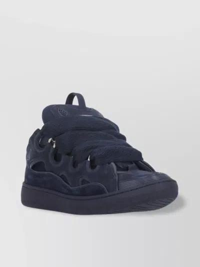 Lanvin Low Top Leather Sneakers With Perforated Detailing