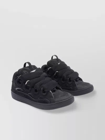 Lanvin Low Top Leather Sneakers With Perforated Toe