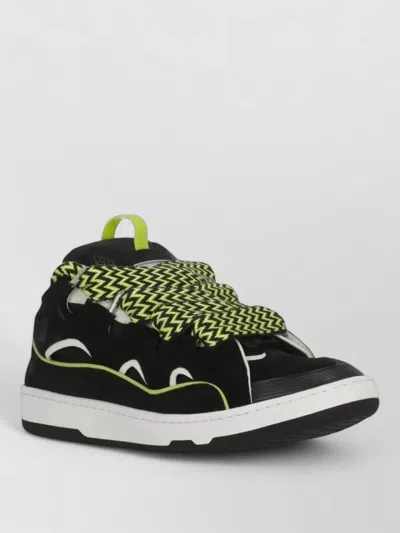 Lanvin Low Top Leather Unisex Sneakers Lace Detail In Black