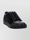 Lanvin Low-top Patent Leather Sneakers With Rubber Sole In Black