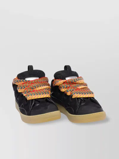 Lanvin Low Top Sneakers Colorful Laces In Black