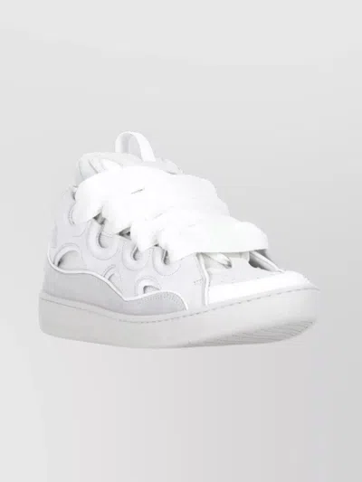 Lanvin Low Top Sneakers Featuring Perforated Detailing In White
