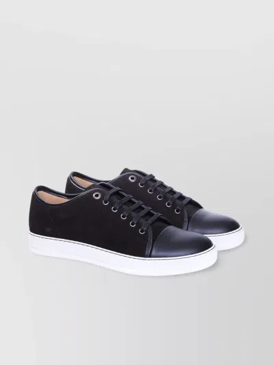 Lanvin Low Top Sneakers With Contrast Toe Cap In Blue