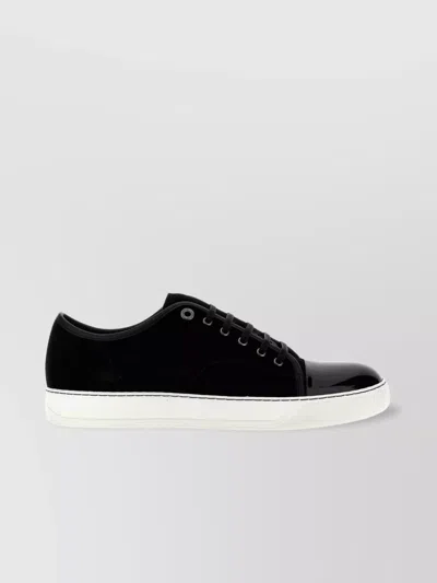 Lanvin Low-top Sneakers With Glossy Toe Cap In Black