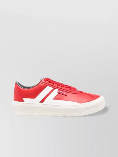 Lanvin Low Top Sneakers With White Accents In Ecru/carmin