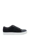 Lanvin Low-top Sneakers With Suede And Smooth Texture Contrast In Black