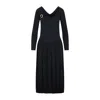 Lanvin Black Ls Drape Midi Dress In Black
