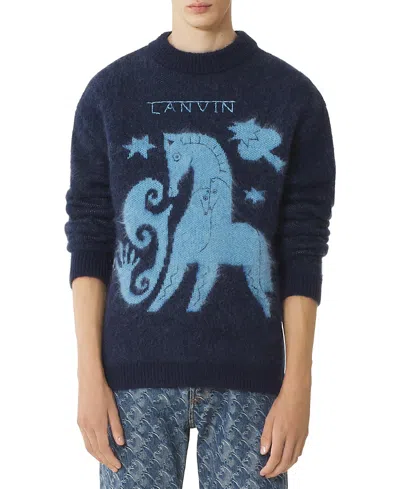 Lanvin Lunar Year Jacquard Mohair Sweater In Blue