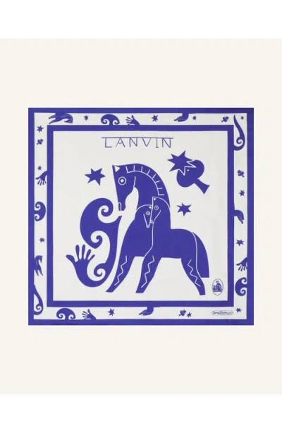 Lanvin Lunar Year Print Silk Scarf In Blue