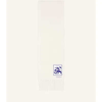 Lanvin Lunar Year Wool Scarf With Fringes In Neutral