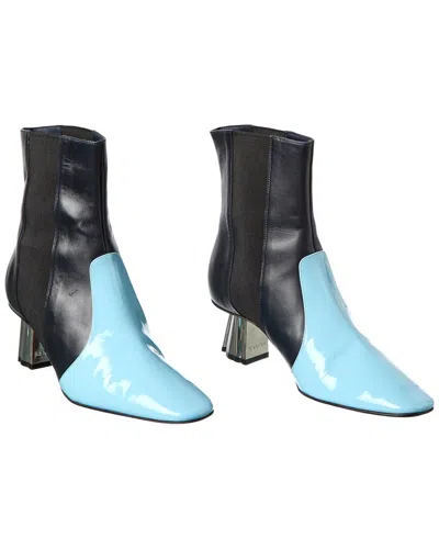Pre-owned Lanvin M&e Leather Bootie (authentic Pre-loved) In Black