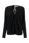 Lanvin Draped Long-sleeved Blouse In Black