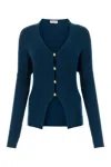 Lanvin Petrol Blue In Stretch Wool Blend Cardigan In Sapphire