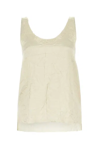 Lanvin Crinkled Viscose Tank Top In Neutral
