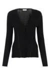 Lanvin Textured Ribbed V-neck Cardigan In Black
