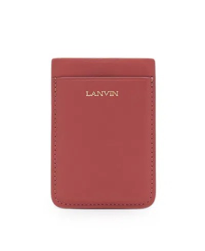 Lanvin Magnetic Leather Cardholder In Pink