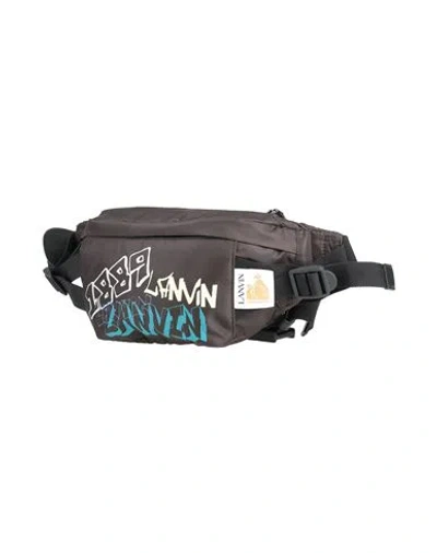 Lanvin Man Belt Bag Black Size - Polyamide, Calfskin In Brown