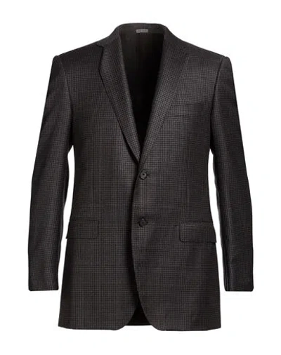 Lanvin Man Blazer Charcoal Size 38 Wool In Grey