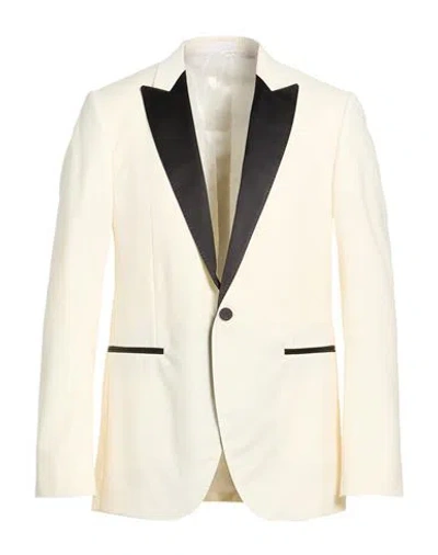 Lanvin Man Blazer Ivory Size 36 Wool, Mohair Wool In Multi