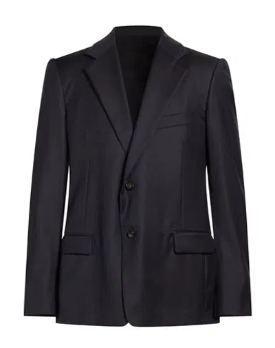 Lanvin Man Blazer Midnight Blue Size 38 Virgin Wool In Black