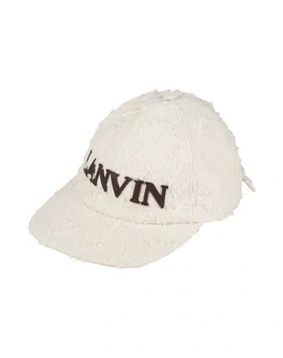 Lanvin Man Hat Ivory Size 6 ⅞ Cotton, Calfskin, Brass In White