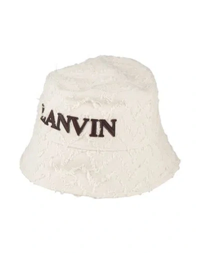 Lanvin Man Hat Ivory Size 6 ⅞ Cotton, Calfskin In White
