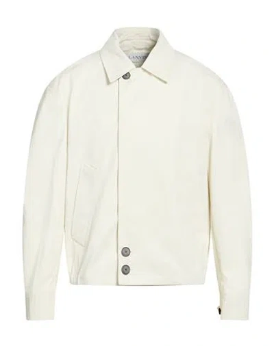 Lanvin Man Jacket Ivory Size 38 Cotton, Calfskin In White