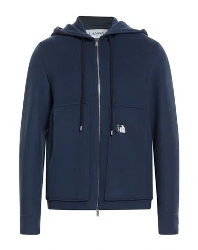 Lanvin Man Jacket Navy Size 40 Wool, Cashmere In Blue