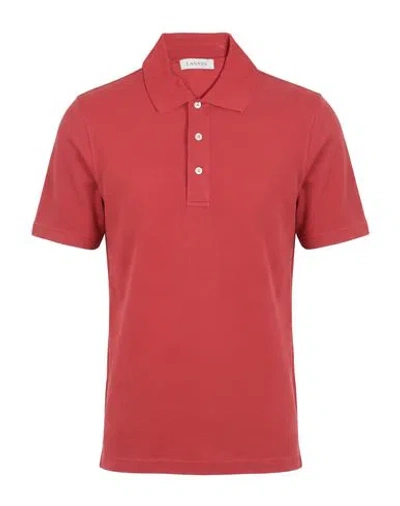 Lanvin Man Polo Shirt Coral Size Xl Cotton In Red