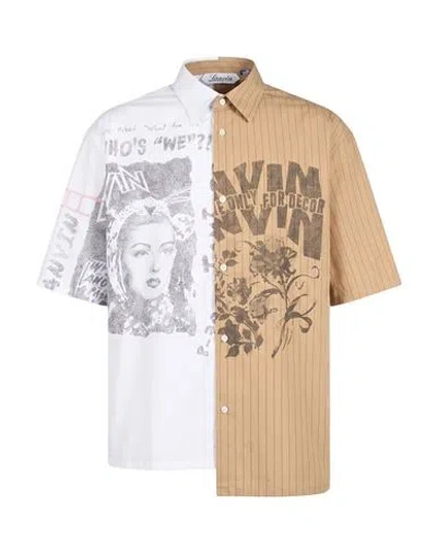 Lanvin Man Shirt Sand Size 17 ¾ Cotton In Neutral