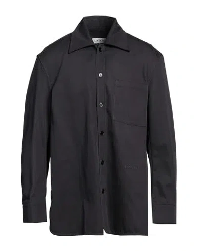 Lanvin Man Shirt Charcoal Size 15 Cotton, Polyester In Grey