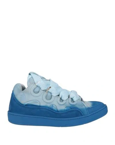 Lanvin Man Sneakers Blue Size 10 Calfskin, Polyester