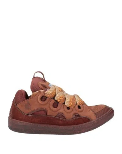 Lanvin Man Sneakers Brown Size 10 Calfskin, Polyester
