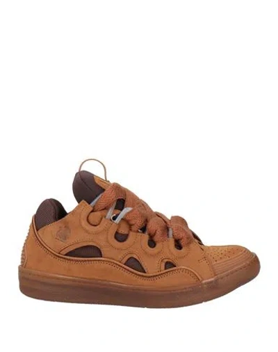 Lanvin Man Sneakers Brown Size 9 Polyester, Calfskin, Elastane