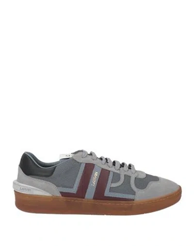 Lanvin Man Sneakers Grey Size 11 Calfskin, Polyester In Gray