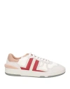 Lanvin Man Sneakers Ivory Size 9 Leather, Textile Fibers In White