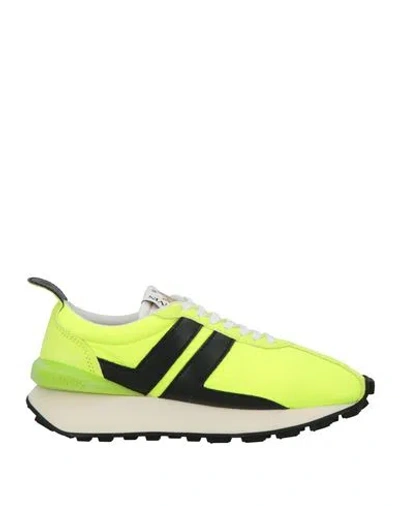 Lanvin Man Sneakers Lime Green Size 12 Calfskin, Polyamide