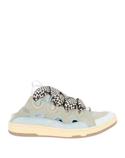 Lanvin Man Sneakers Sky Blue Size 8 Textile Fibers, Calfskin