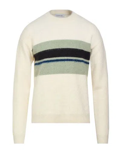 Lanvin Man Sweater Ivory Size Xl Virgin Wool, Mohair Wool, Polyamide, Polyester In Neutral